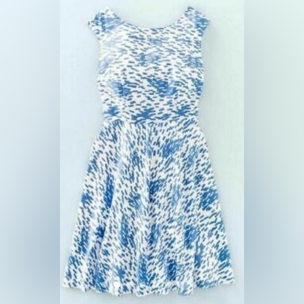 Boden Swishy Mara full skirt dress in blue brushstrokes print sleeveless Size 6P